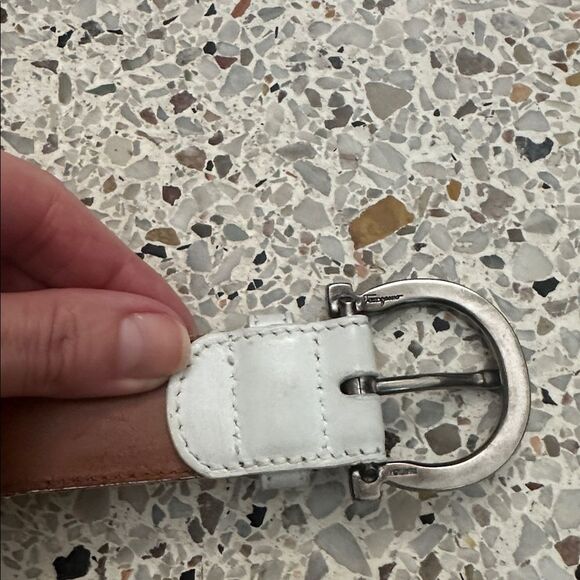Salvatore Ferragamo made in Italy white silver belt 34 vintage - Picture 4 of 8